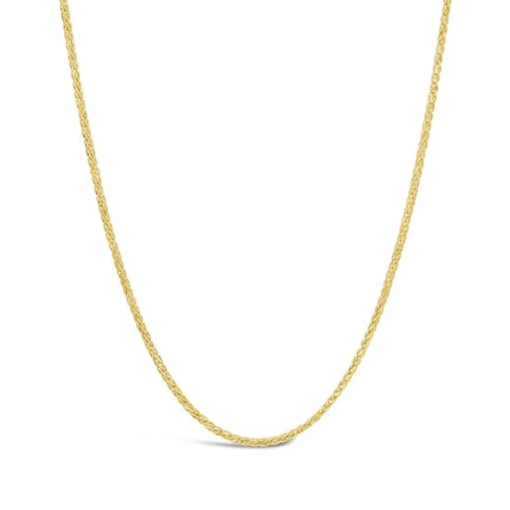 10K Yellow Gold Diamond Cut Square Wheat Necklace