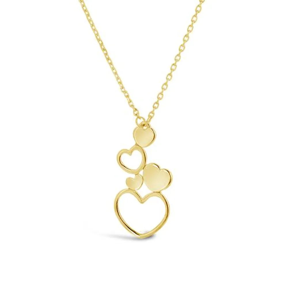 10K Yellow Gold Cascading Hearts Necklace