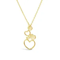 10K Yellow Gold Cascading Hearts Necklace