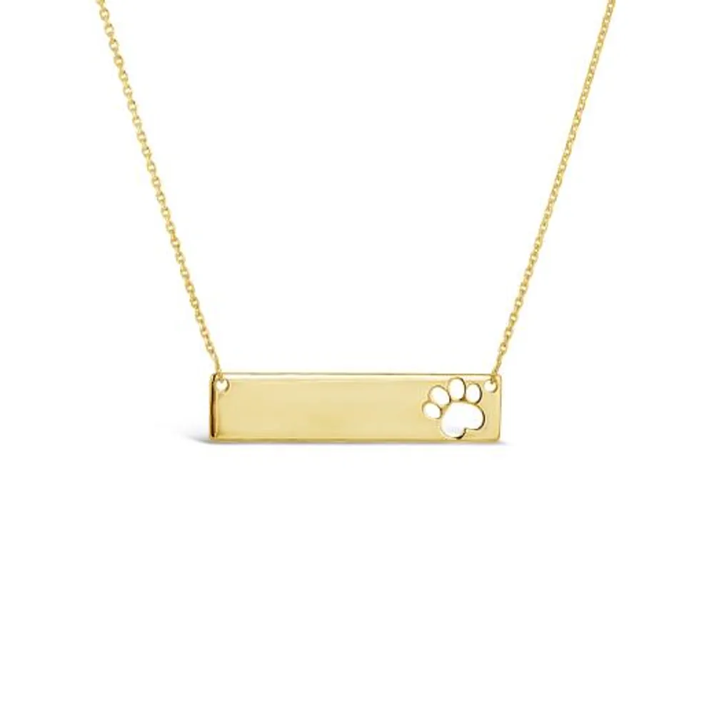 10K Yellow Gold 18" Mini Bar with Paw