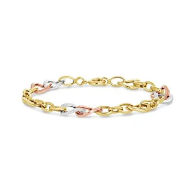 10K Yellow Gold White Gold and Rose Gold Multi Links Bracelet