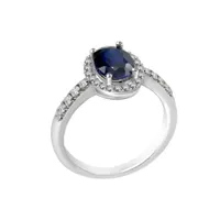 Sterling Silver Created Sapphire & Created White Sapphire Ring