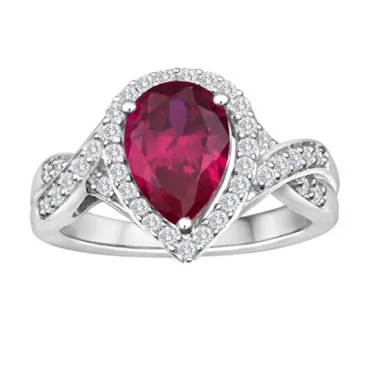 Sterling Silver Created Ruby & Created White Sapphire Ring