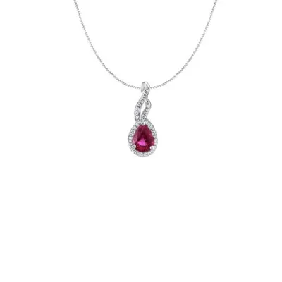 Sterling Silver Created Ruby & Created White Sapphire Pendant