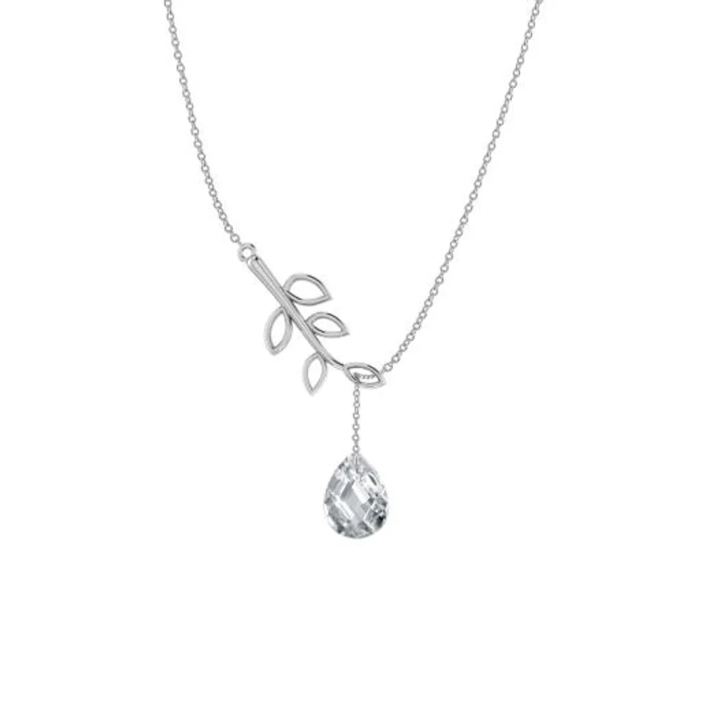 Sterling Silver Cubic Zirconia Adjustable Drop Necklace