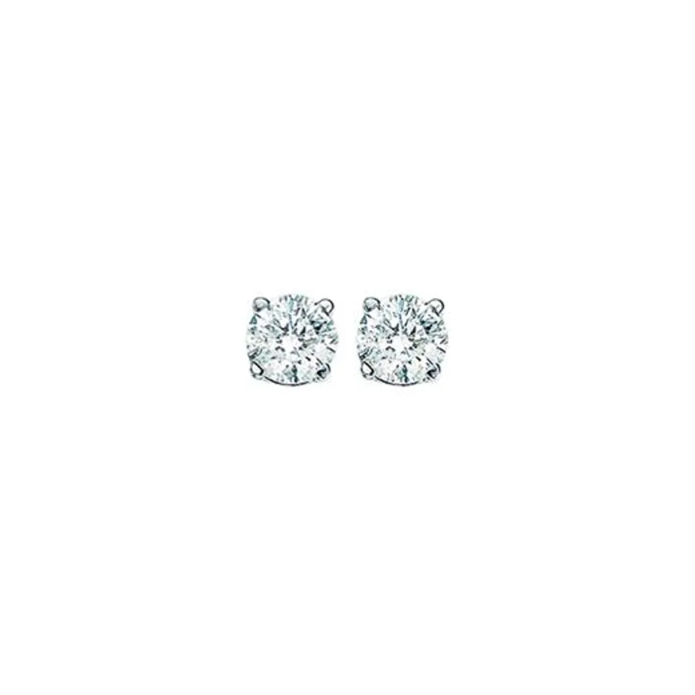 14K White Gold 0.50CTW Diamond Solitaire Studs