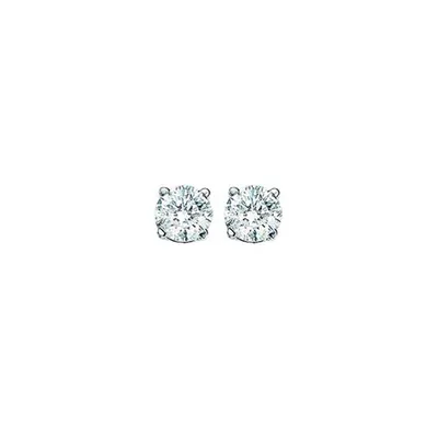 14K White Gold 0.50CTW Diamond Solitaire Studs