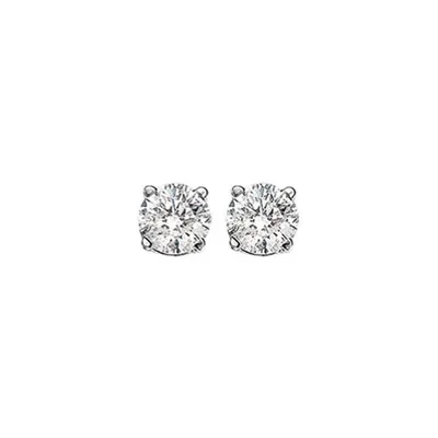 14K White Gold 1.00CTW Diamond Solitaire Stud Earrings