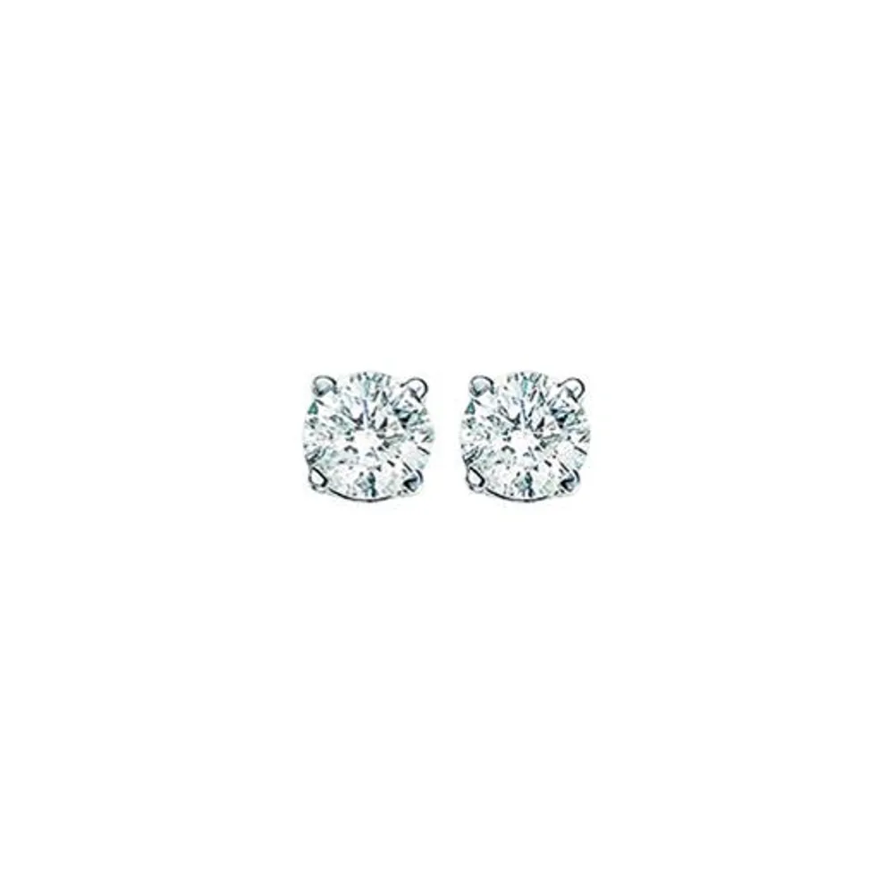 14K White Gold 1.00CTW Diamond Solitaire Stud Earrings