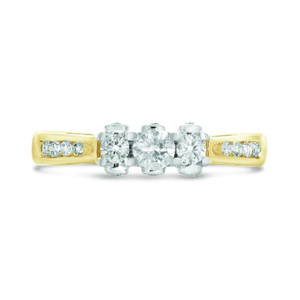 10K Yellow & White Gold 0.50CTW Three-Stone Ring