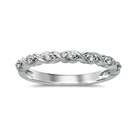 10K White Gold Diamond Stackable Ring