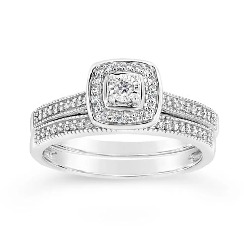 10K White Gold 0.25CTW Bridal Set