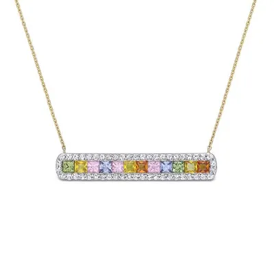 Julianna B 14K Yellow Gold Multi-Colour Sapphire Pendant with 17" Chain