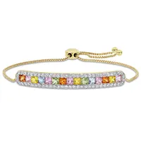 Julianna B 14K Yellow Gold Multi-Colour Sapphire 10" Bolo Bracelet