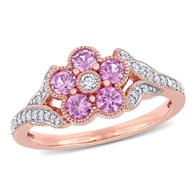 Julianna B 10K Rose Gold Pink Sapphire & 0.12CT Diamond Fashion Ring