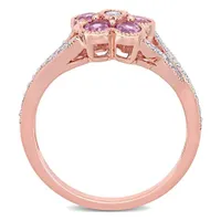 Julianna B 10K Rose Gold Pink Sapphire & 0.12CT Diamond Fashion Ring