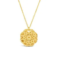 10K Yellow Gold Diamond Cut Flower Pendant