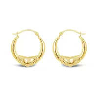 10K Yellow Gold Heart Creole Earrings