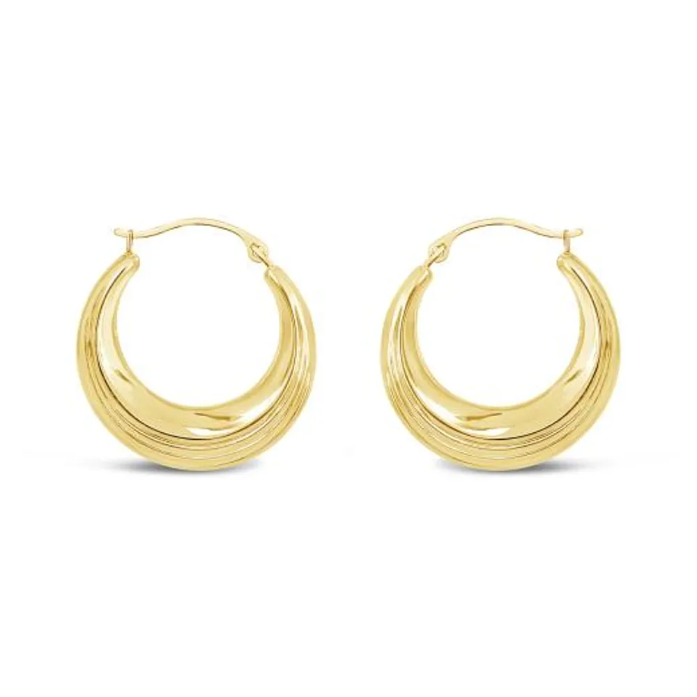 10K Yellow Gold Round Creole Earrings