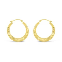 10K Yellow Gold Round Creole Earrings