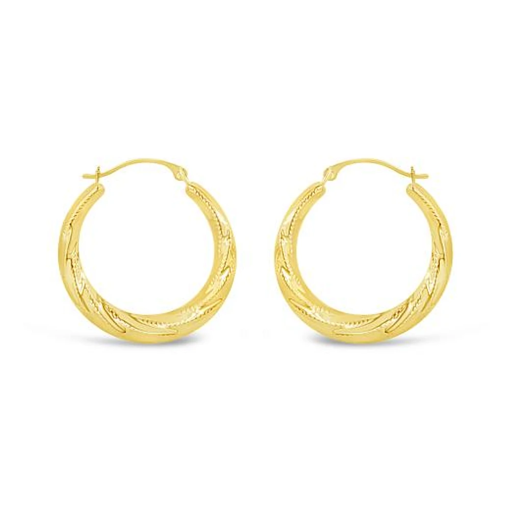 10K Yellow Gold Round Creole Earrings