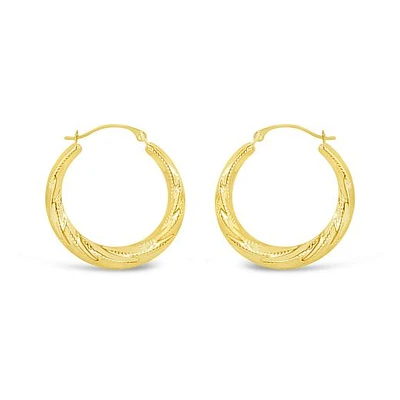 10K Yellow Gold Round Creole Earrings