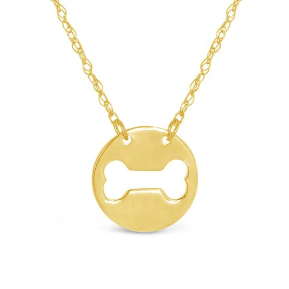 10K Yellow Gold 18" Cut Out Bone Disc