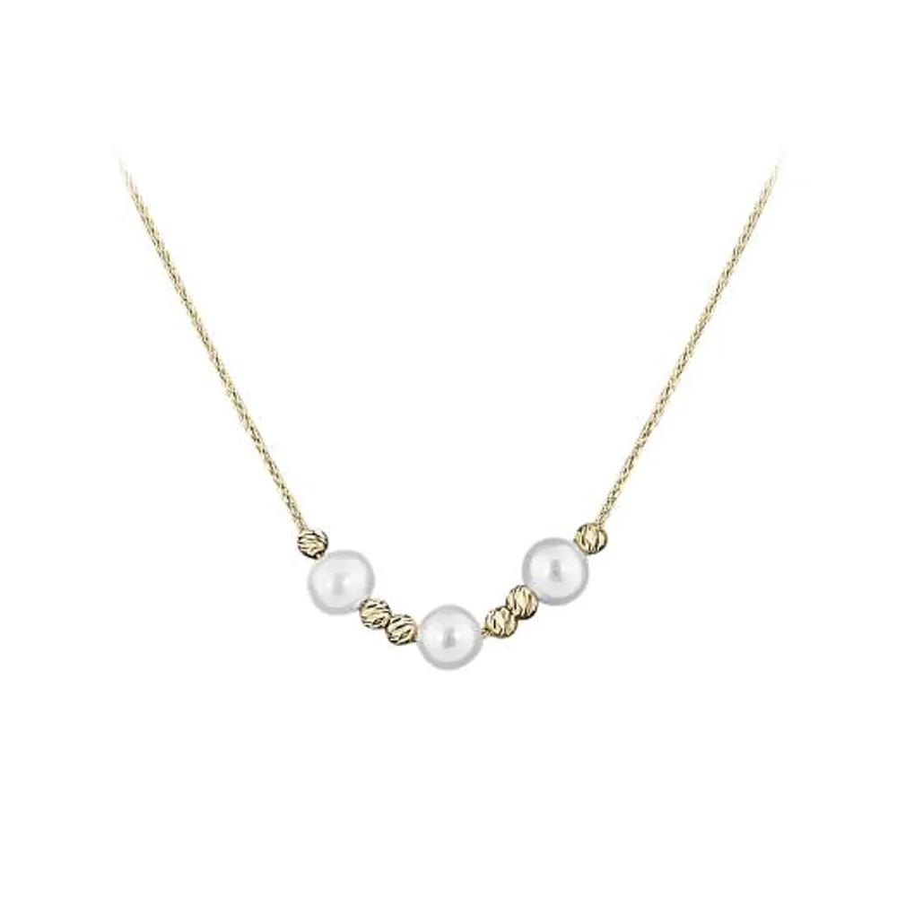 10K Yellow Gold Adjustable Pearl Necklace