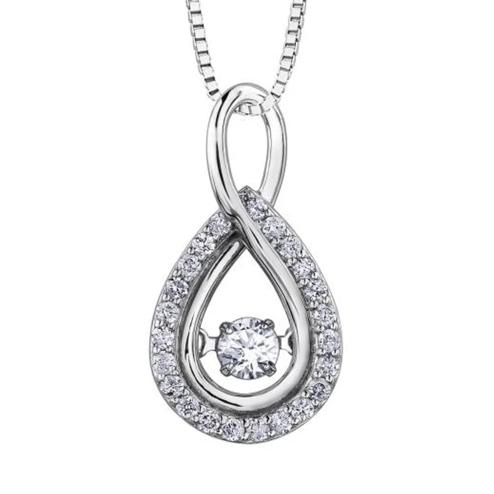 10K White Gold 1.00CTW Dancing Diamond Pendant