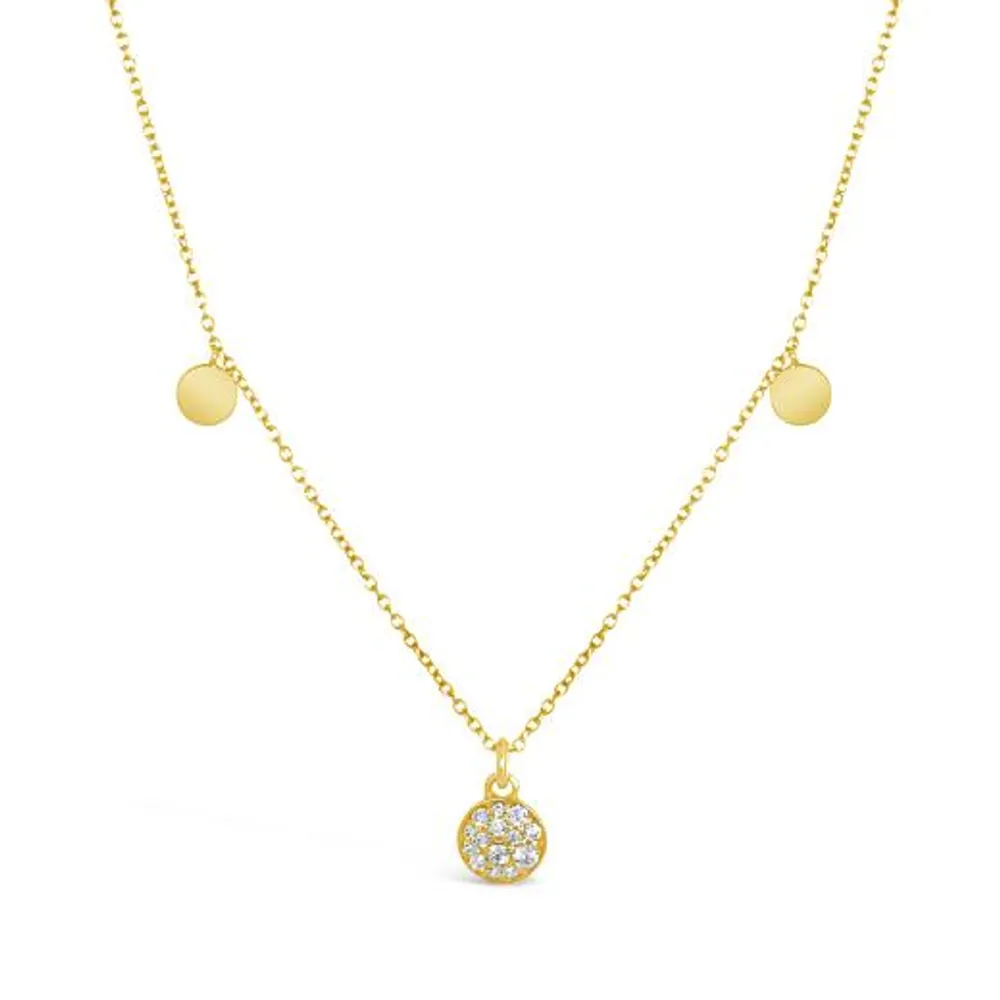 10K Yellow Gold Diamond Disc Necklace