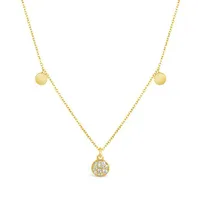 10K Yellow Gold Diamond Disc Necklace