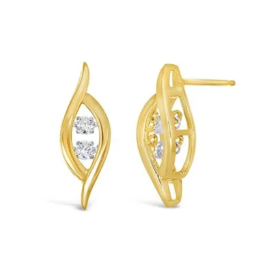 10K Yellow & White Dancing Diamond Earrings