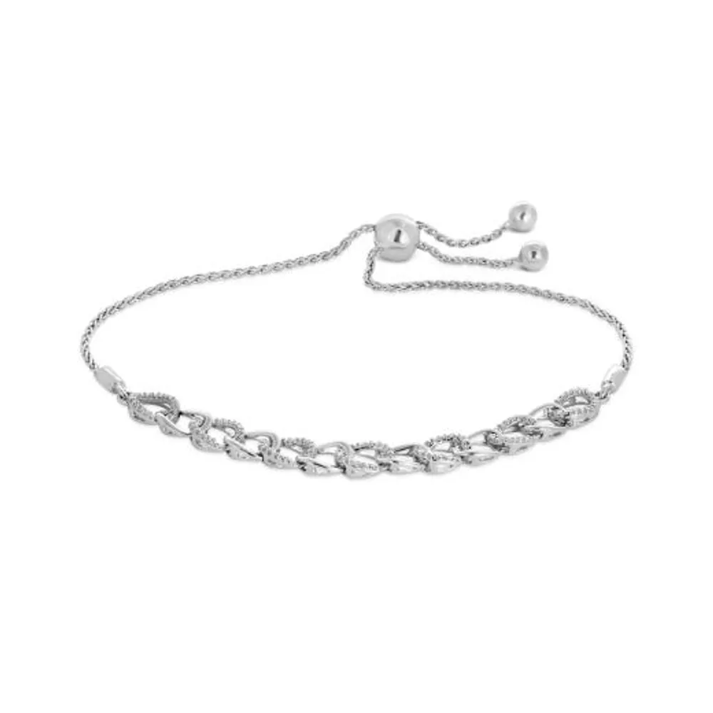 Sterling Silver Diamond Bolo Bracelet