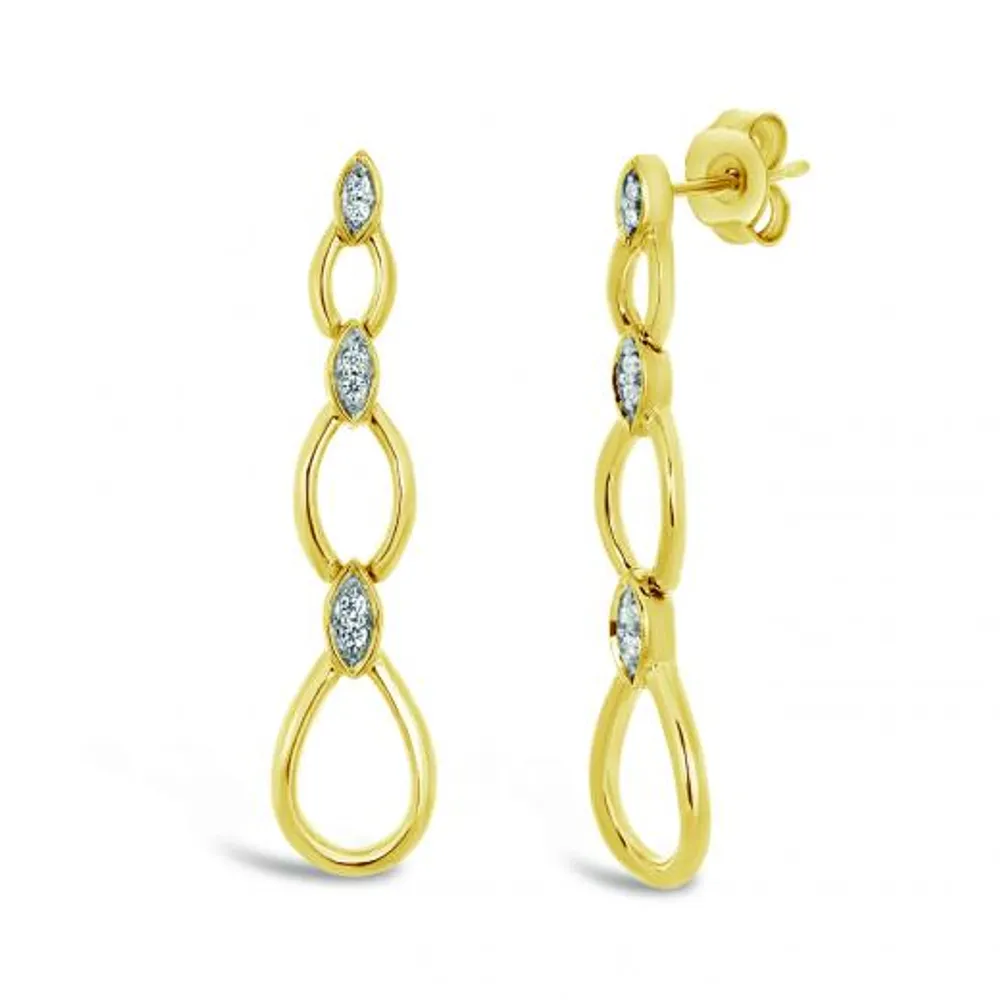 10K Yellow Gold Diamond Dangle Earrings