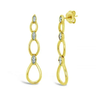 10K Yellow Gold Diamond Dangle Earrings