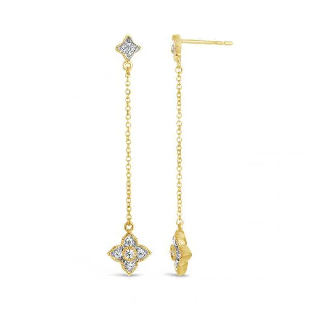 10K Yellow Gold Diamond Vintage Earrings