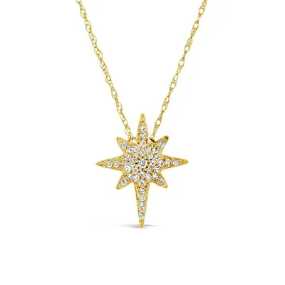 10K Yellow Gold Diamond Star Necklace