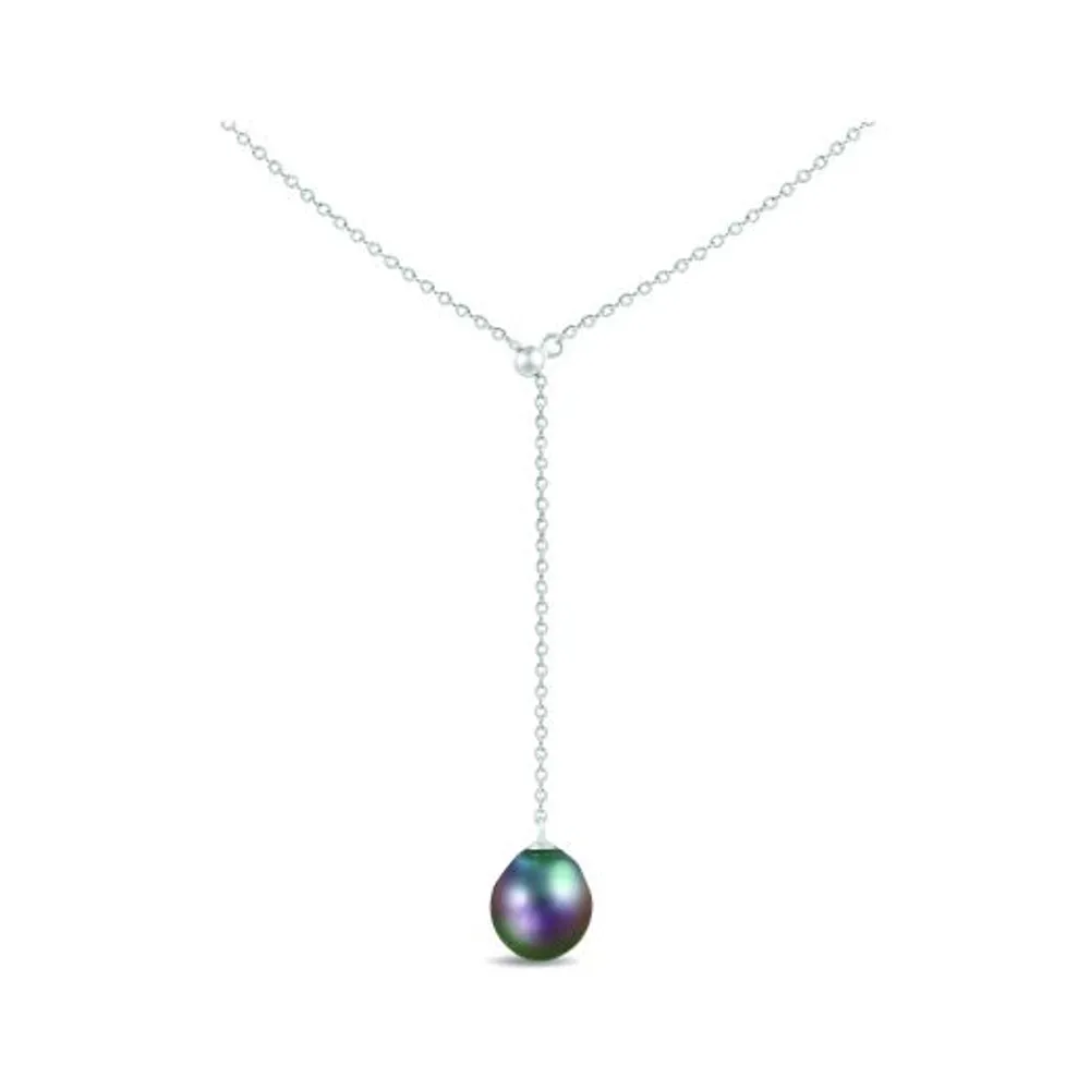 Sterling Silver 9-10mm Tahitian Pearl Necklace