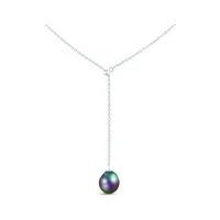 Sterling Silver 9-10mm Tahitian Pearl Necklace