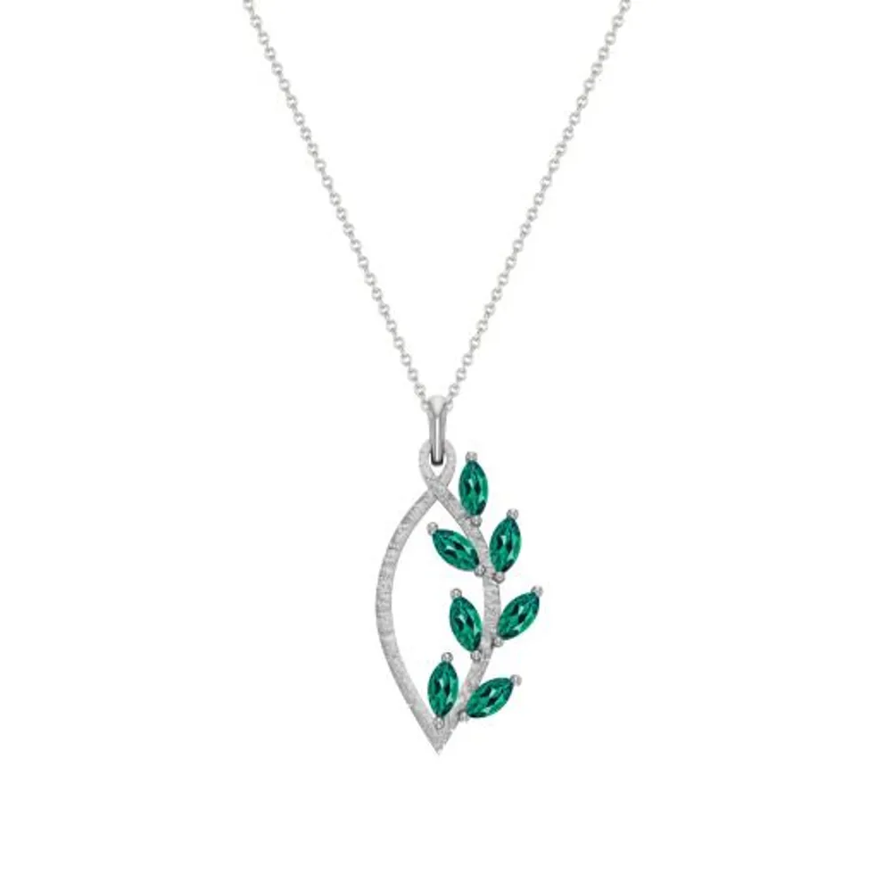 Sterling Silver Created Emerald Pendant