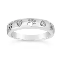 Sterling Silver Diamond Paw & Heart Ring