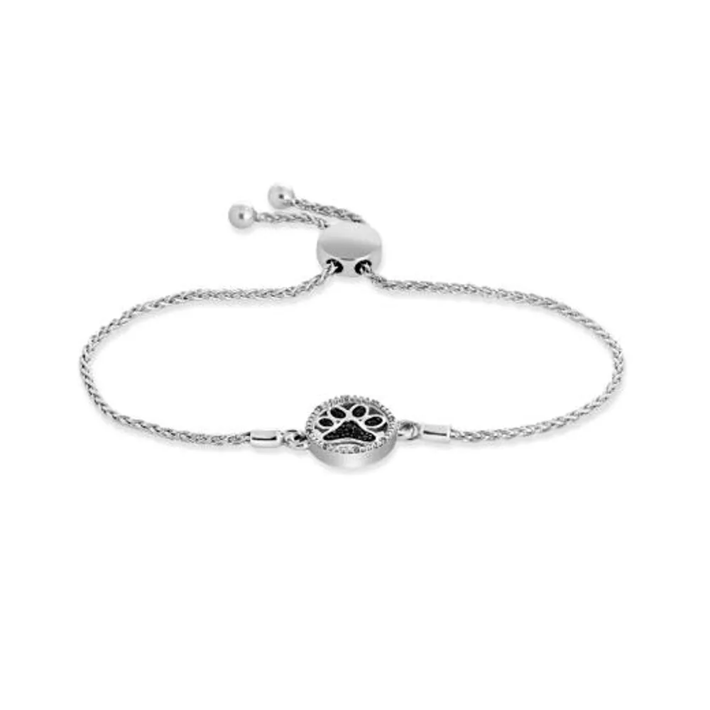 Sterling Silver Diamond Paw Bolo Bracelet