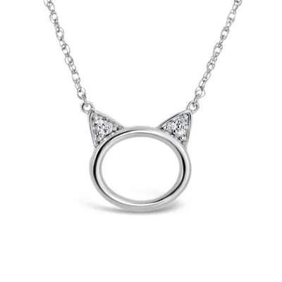 Sterling Silver Diamond Cat Necklace