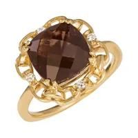 Le Vian 14K Yellow Gold Smoky Quartz & 0.06CT Diamond Ring