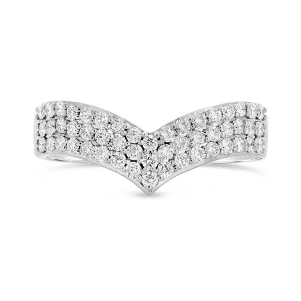 10K White Gold 0.50CTW Diamond Chevron Band