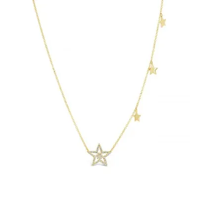 10K Yellow Gold Diamond Star Necklace