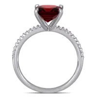 Julianna B 14K White Gold Garnet & 0.10CTW Diamond Fashion Ring