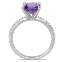 Julianna B 14K White Gold Amethyst & 0.10CTW Diamond Fashion Ring