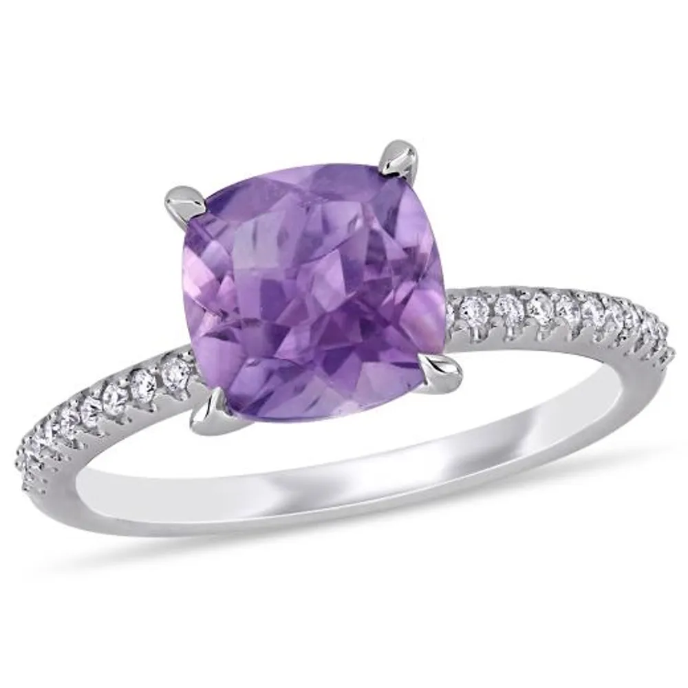 Julianna B 14K White Gold Amethyst & 0.10CTW Diamond Fashion Ring