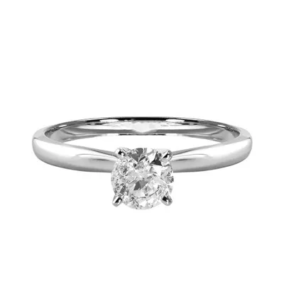 14K White Gold Melody Solitaire Ring 0.75CT I2I3/IJ